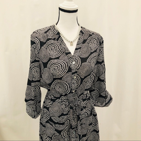 Spense black & white circle shirt dress 10 - Picture 2 of 8